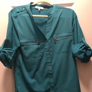 Teal button down Calvin Klein blouse